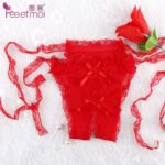 Lace Crotchless Tie‑Side Thong Lingerie with Rose Decoration, Easy‑Access Design - Image 5