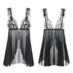 Sheer Lace Tie‑Side Open‑Crotch Nightgown, Seductive Women Lingerie Sleepwear - Image 2