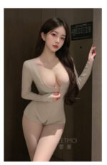 Yoga‑Style Seductive Bodysuit Lingerie, Zipper Crotchless See‑Through Bust Role‑Play Costume - Image 4