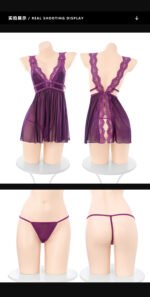 Midnight‑Vibe Back‑Slit Sheer Nightgown Lingerie, See‑Through Bust Easy‑Remove Seductive Sleep Dress - Image 5