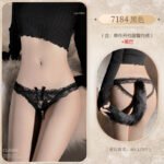 Lace Pearl Crotchless Open‑Back Lingerie Panties, Cute Plush Fox Tail for Cosplay
